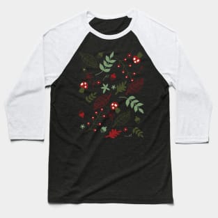 Vintage Christmas Cottagecore Cozy Winter Forest Hygge Aesthetic Pattern Baseball T-Shirt